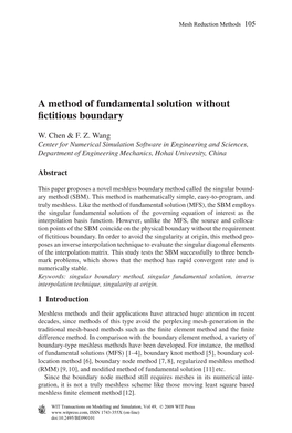 A Method of Fundamental Solution Without Fictitious Boundary