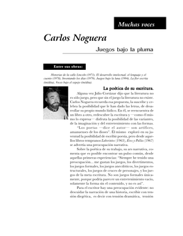 Carlos Noguera Juegos Bajo La Pluma
