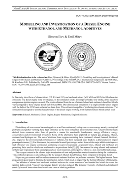 Modelling and Investigation of a Diesel Engine with Ethanol and Methanol Additives