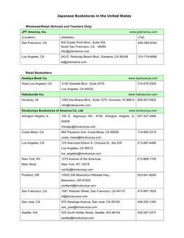 Japanese Bookstores in the United States