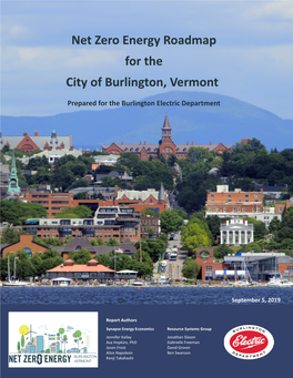 Net Zero Energy Roadmap for the City of Burlington, Vermont