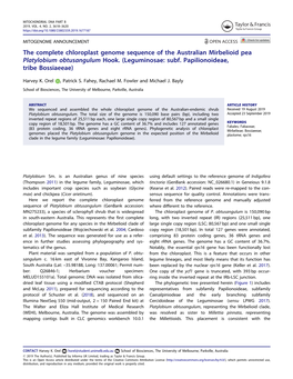 The Complete Chloroplast Genome Sequence of the Australian Mirbelioid Pea Platylobium Obtusangulum Hook