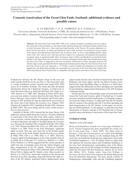 Cenozoic Reactivation of the Great Glen Fault, Scotland: Additional Evidence and Possible Causes