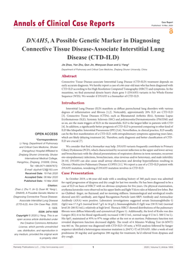 DNAH5, a Possible Genetic Marker in Diagnosing Connective Tissue Disease-Associate Interstitial Lung Disease (CTD-ILD)