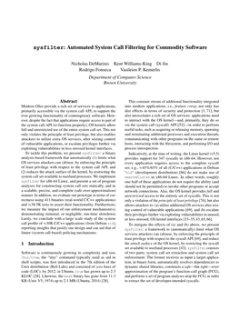 Sysfilter: Automated System Call Filtering for Commodity Software