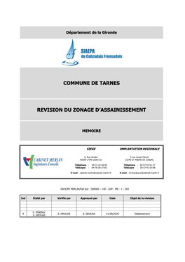 Commune De Tarnes Revision Du Zonage D'assainissement