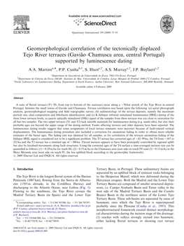 Geomorphological Correlation of the Tectonically Displaced Tejo River Terraces (Gavia˜O–Chamusca Area, Central Portugal) Supported by Luminescence Dating