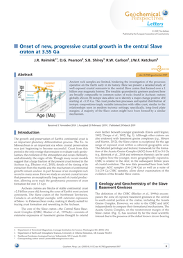 Onset of New, Progressive Crustal Growth in the Central Slave Craton at 3.55 Ga