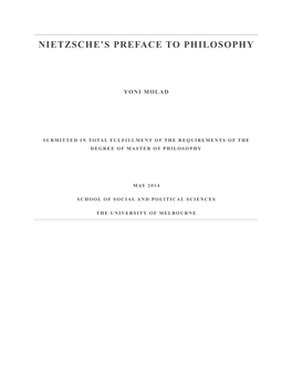 Nietzsche's Preface to Philosophy