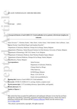 2 Total Antibodies in Two Patients with Chronic Lymphocytic Leukemia