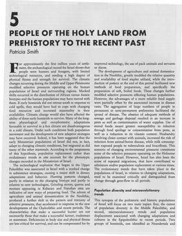 PEOPLE of the HOLY Land from PREHISTORY to the RECENT PAST Patricia Smith