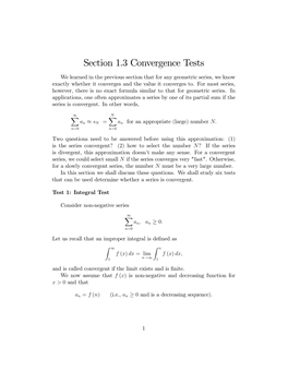 Section 1.3 Convergence Tests