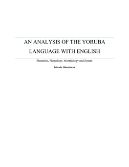 An Analysis of the Yoruba Language with English