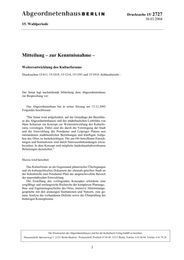 Mitteilung – Zur Kenntnisnahme –