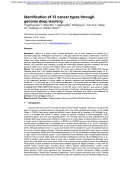 Identification of 12 Cancer Types Through Genome Deep