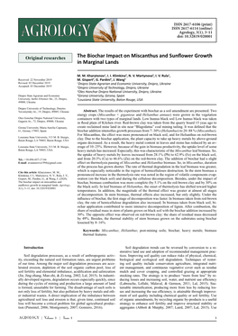 Agrology, 3(1), 3‒11 AGROLOGY Doi: 10.32819/020001