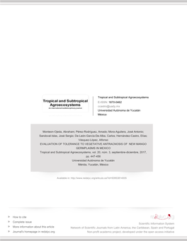Tropical and Subtropical Agroecosystems E-ISSN: 1870-0462 Ccastro@Uady.Mx Universidad Autónoma De Yucatán México