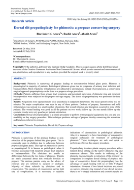 Dorsal Slit Preputioplasty for Phimosis: a Prepuce Conserving Surgery