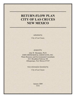 Return-Flow Plan City of Las Cruces New Mexico