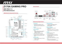 Z170A GAMING PRO Rear I/O Panel (MS-7984V1.1)