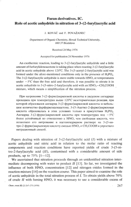 Furan Derivatives. 1С. Role of Acetic Anhydride in Nitration of 3-(2-Furyl)Acryiic Acid