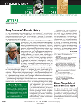 Barry Commoner's Place in History