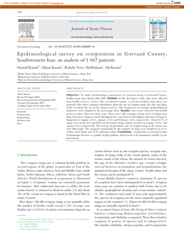 Epidemiological Survey on Scorpionism in Gotvand County