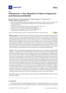 A Key Regulator of Tumor Progression and Immunomodulation