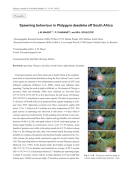 Spawning Behaviour in Platygyra Daedalea Off South Africa