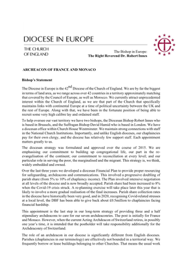 Archdeacon of France Needs to Be Able to Guide Clergy and Congregations Living at the Inter-Section of Anglophone and French Culture