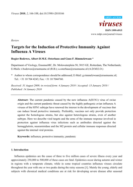 Targets for the Induction of Protective Immunity Against Influenza a Viruses