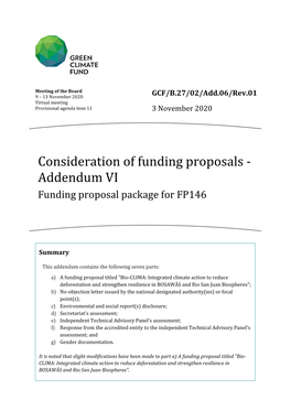 Consideration of Funding Proposals - Addendum VI Funding Proposal Package for FP146