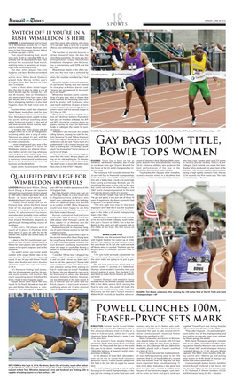 Gay Bags 100M Title, Bowie Tops Women