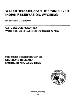 Water Resources of the Wind River Indian Reservation, Wyoming