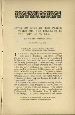 Notes on Some of the Places, Traditions, and Folk-Lore of the Douglas Valley