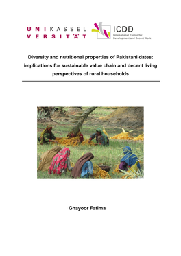 Diversity and Nutritional Properties of Pakistani Dates: Implications for Sustainable Value Chain and Decent Living Perspectives of Rural Households