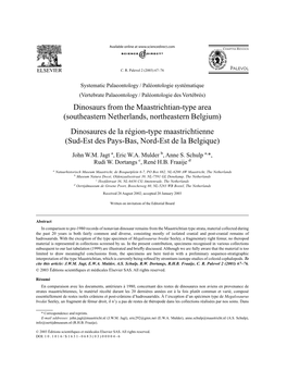 Dinosaurs from the Maastrichtian-Type Area (Southeastern Netherlands, Northeastern Belgium)