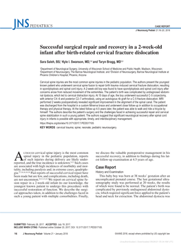 Successful Surgical Repair and Recovery in a 2-Week-Old Infant After Birth-Related Cervical Fracture Dislocation