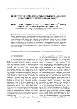 The Effect of Some Angelica L. Sp. Hydrosols on Seed Germination and Initial Plant Growth