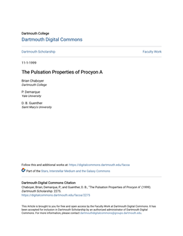 The Pulsation Properties of Procyon A