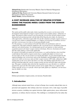 A Cost Increase Analysis of Eapon Systems Using The