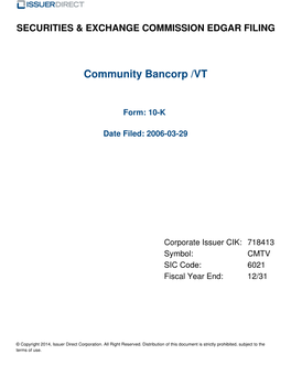 Community Bancorp /VT