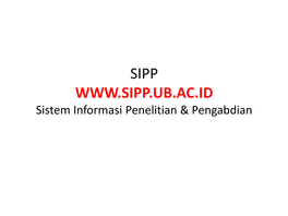 Fitur SIPP (Sistem Informasi Penelitian & Pengabdian