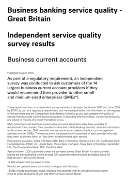 Great Britain Independent Service Quality Survey Results