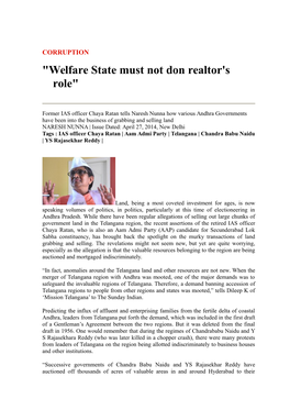 "Welfare State Must Not Don Realtor's Role"