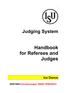 Handbook for Ice Dance Referees and Judges