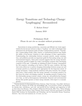 Energy Transitions and Technology Change: “Leapfrogging” Reconsidered