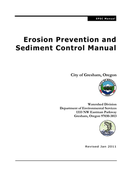 Erosion Prevention and Sediment Control Manual