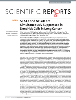 STAT3 and NF-Κb Are Simultaneously Suppressed in Dendritic Cells in Lung Cancer