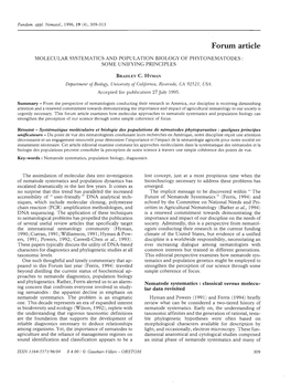 Molecular Systematics and Population Biology Of